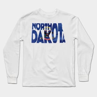 North Dakota Typo Map Long Sleeve T-Shirt